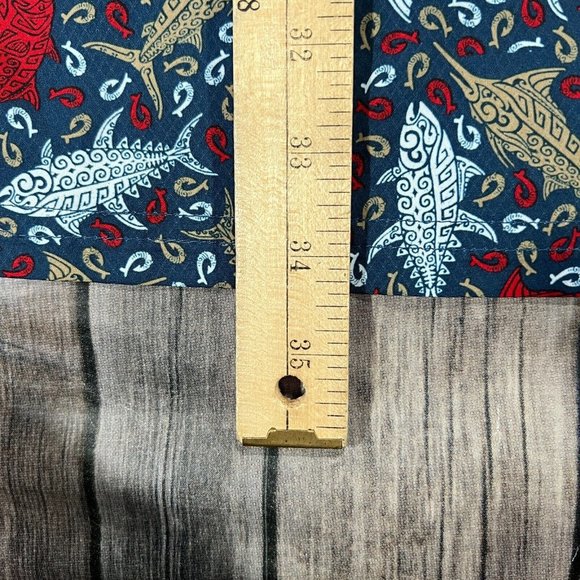 Columbia PFG Fish Print Vented Short Sleeve Button Shirt XLT Mens Red Blue AOP - Picture 8 of 9